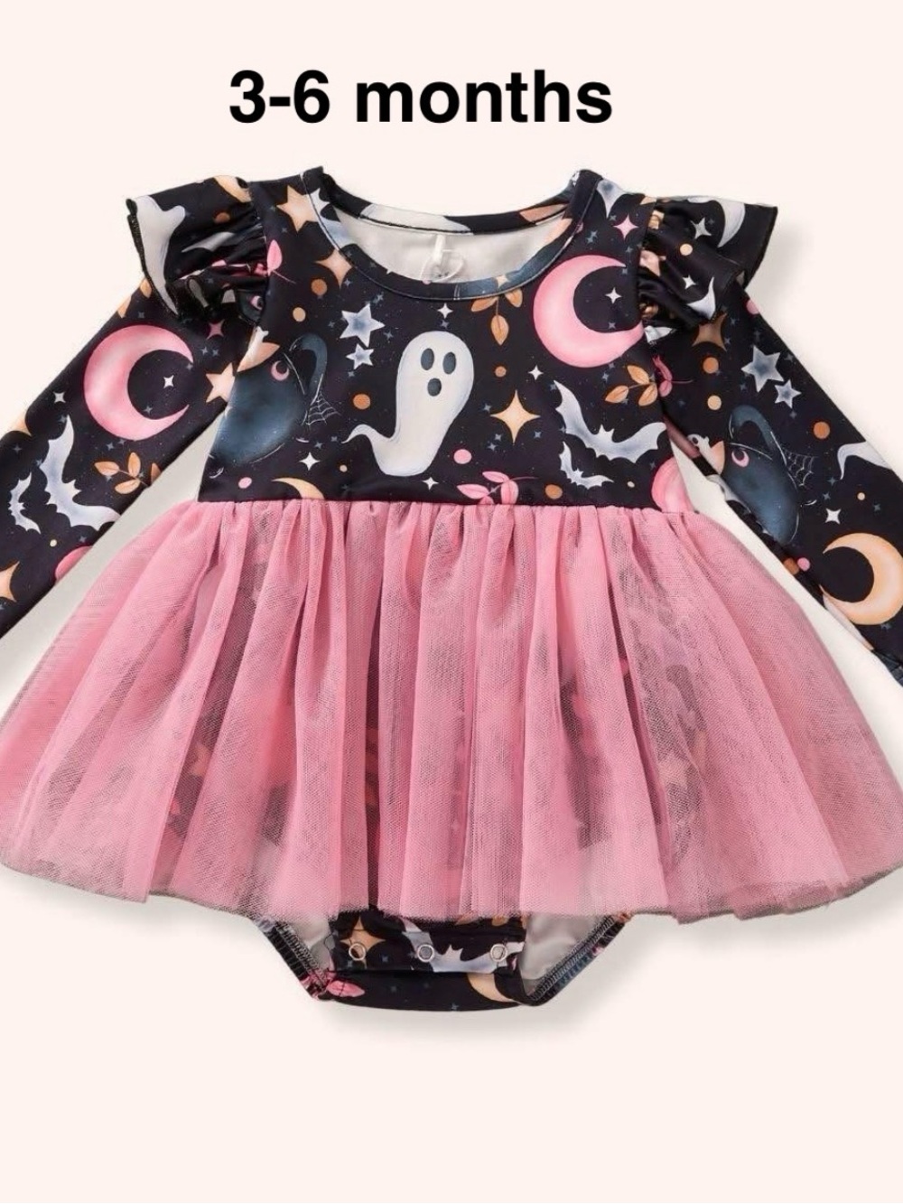Infant Pink Tulle Ghost Halloween Dress Bodysuit